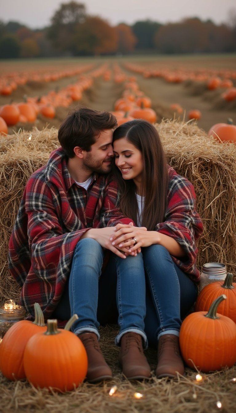 Cozy Blanket Snuggle On A Stack Of Hay