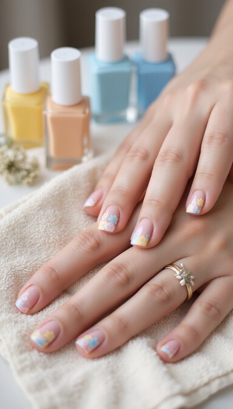 Floral Nail Art Mini Spa Session At Home