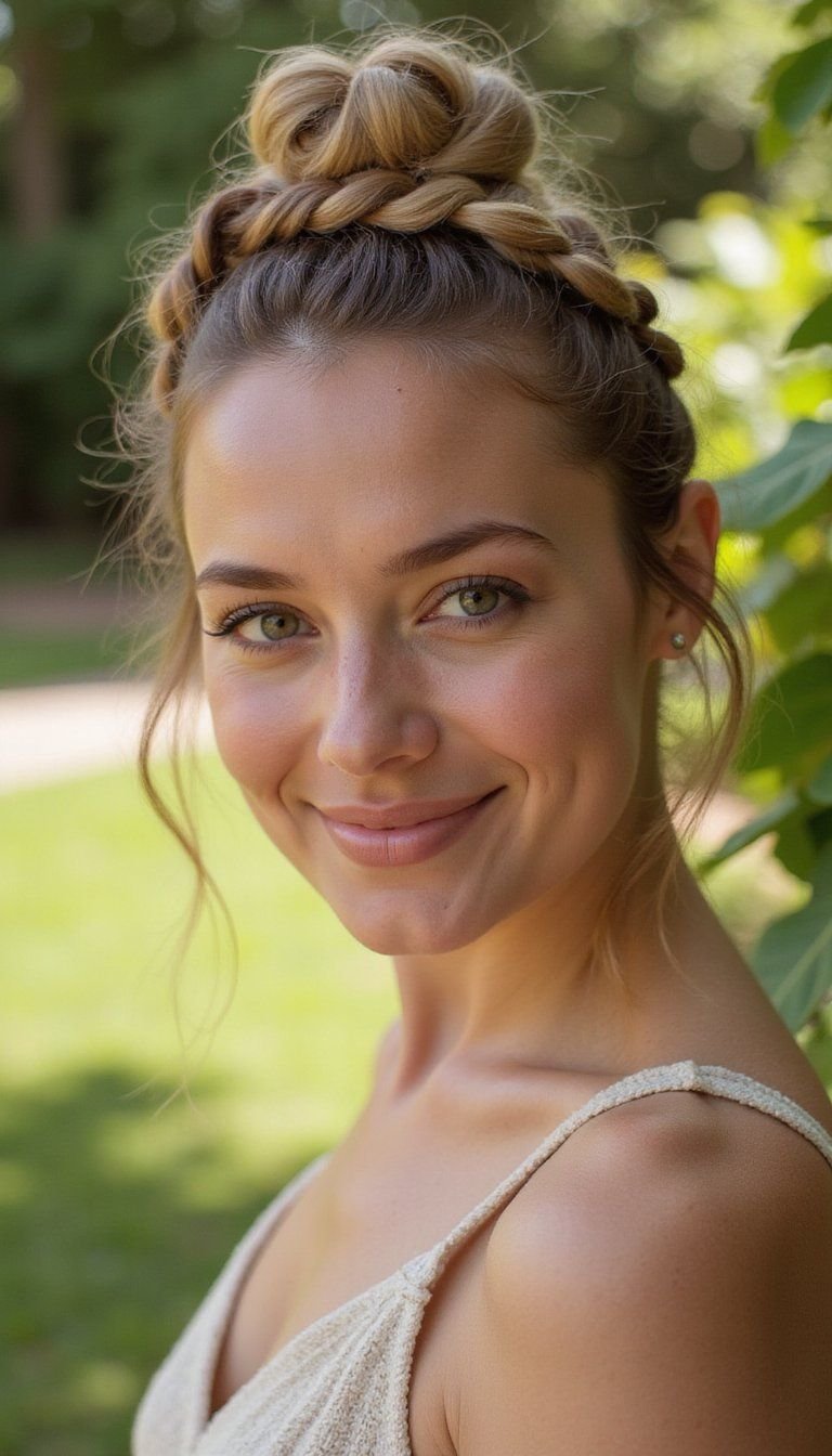 Braided Roll And Tuck Updo With Intricate Detail