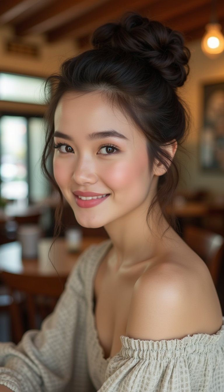 Retro Roll And Tuck Side Bun With Playful Flair