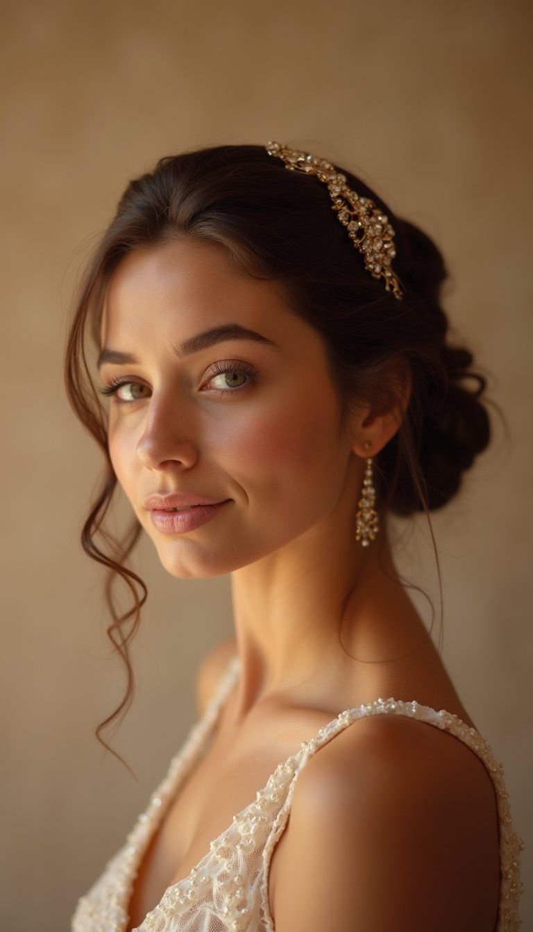 Roll And Tuck Updo With Sparkling Hair Accessory Accent