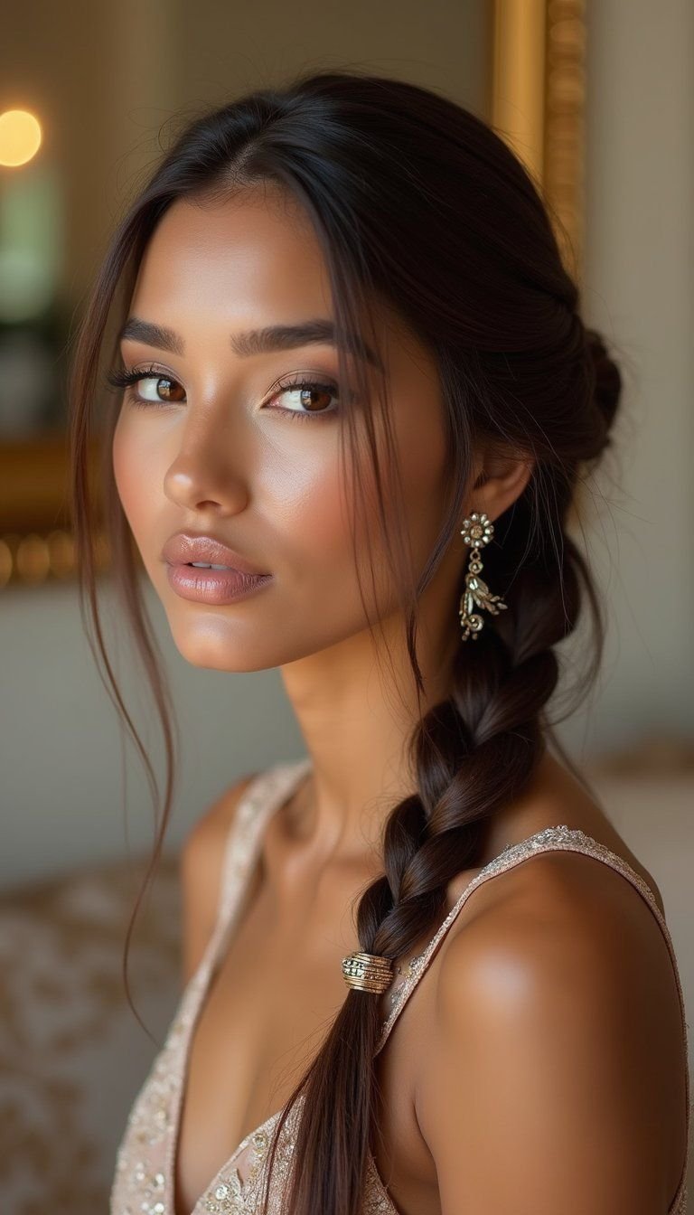 Glam Side Braid With Metallic Accessories