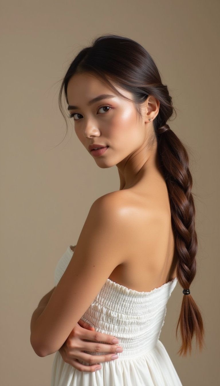 Sleek Low Side Braid For Glossy Hair