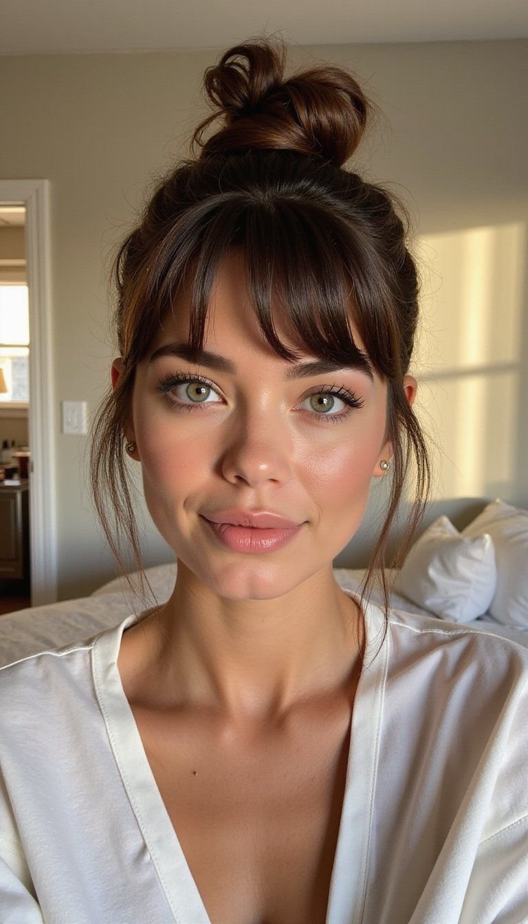 Half-Up Top Knot Accented By Side Bangs