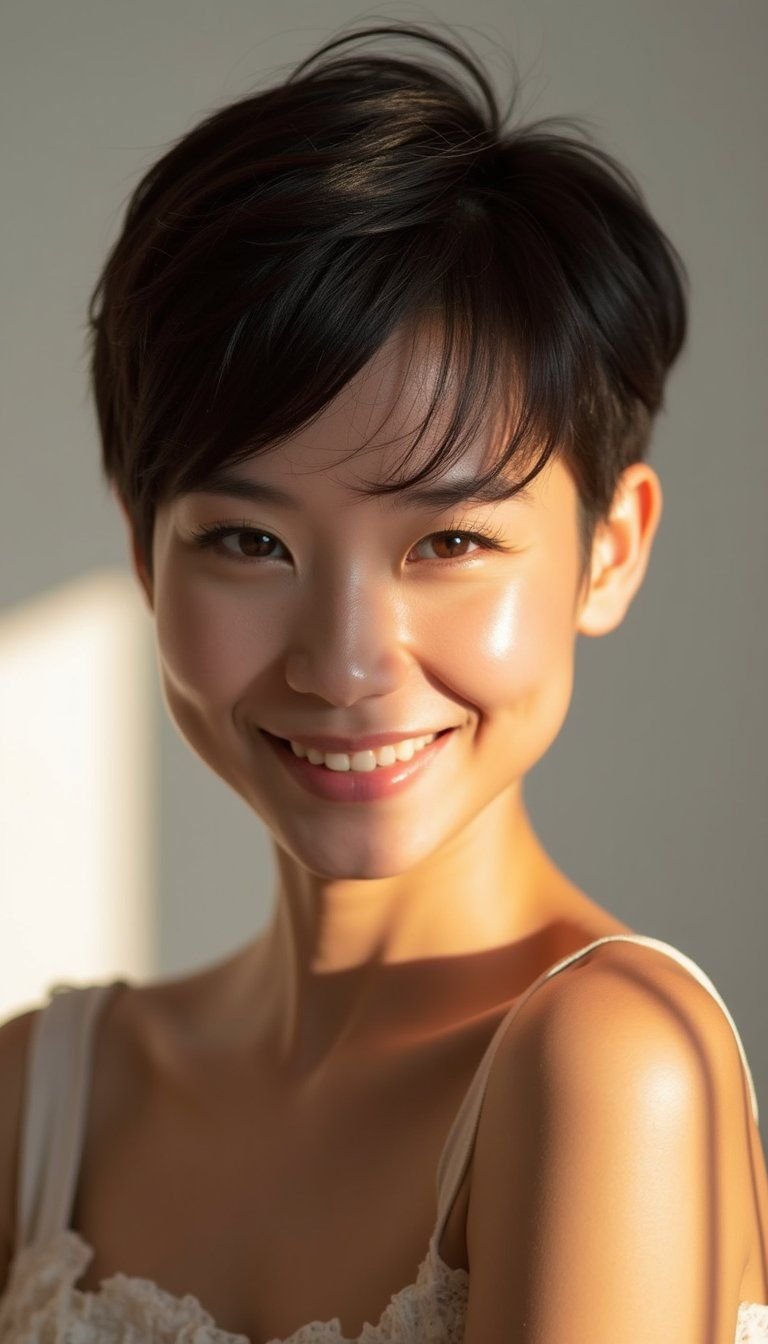 Short Pixie Cut With Dramatic Side Fringe