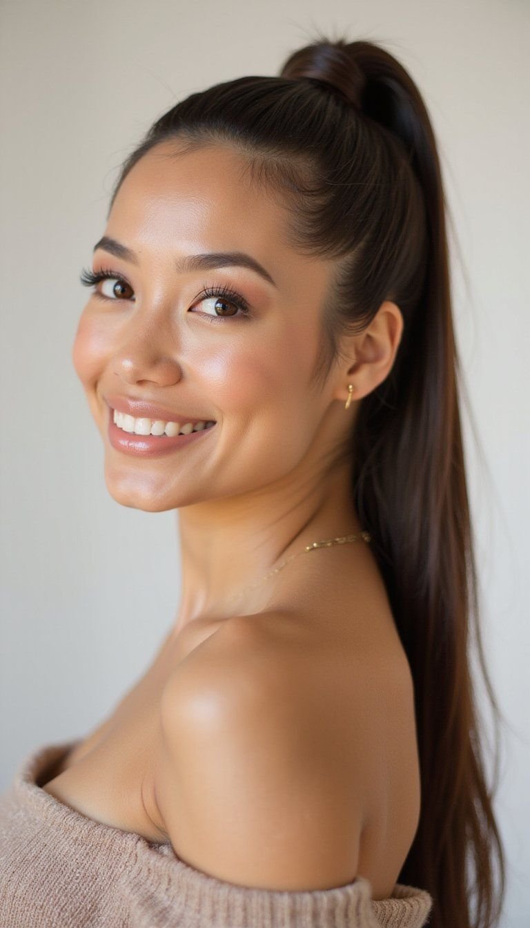 High Sleek Ponytail With Razor-Sharp Hold