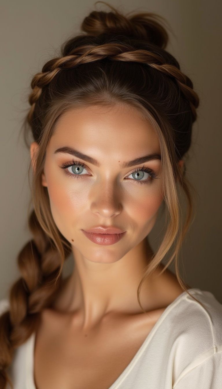 Sleek Braided Crown With Slicked Back Sides