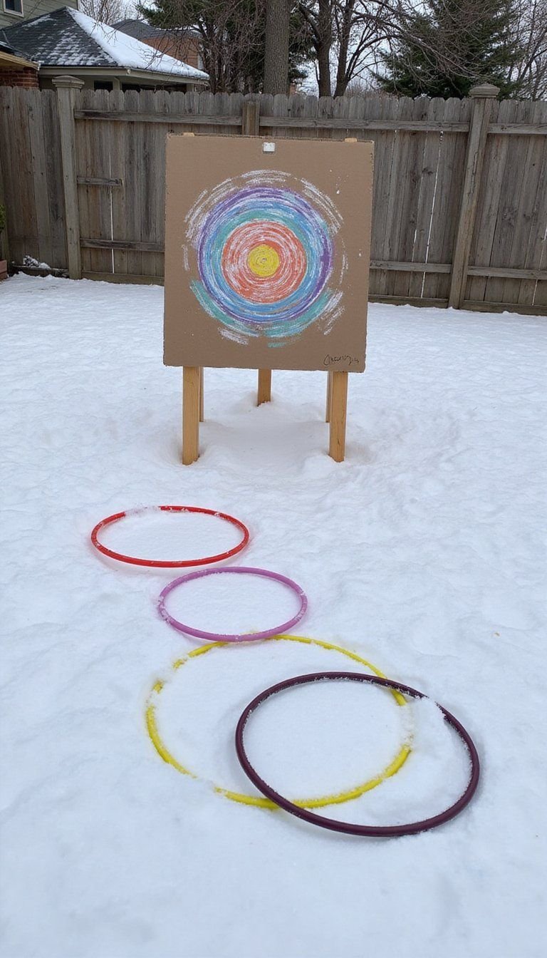 Backyard Snowball Target Practice With Colorful Targets