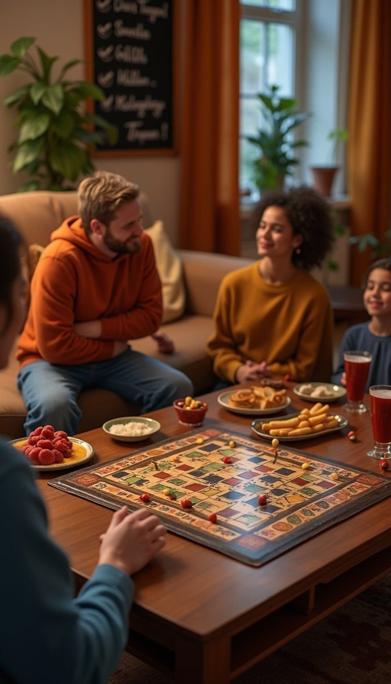 Family Board Game Tournament With Warm Snacks