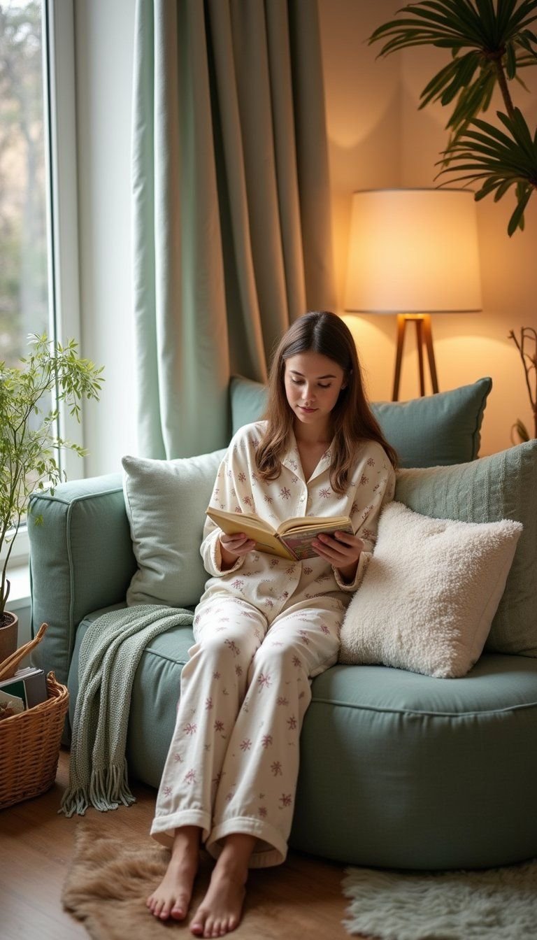 Family Read-Aloud Session In A Cozy Pajama Corner