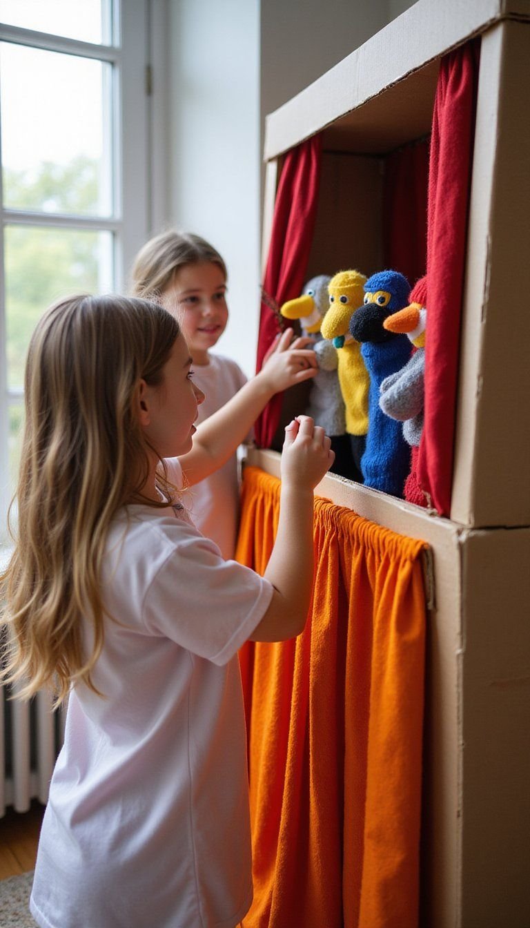 Sock Puppet Theater And Homemade Mini Stage