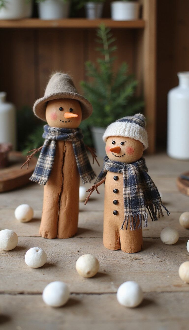 Cinnamon Stick Snowman Natural Scent Decor