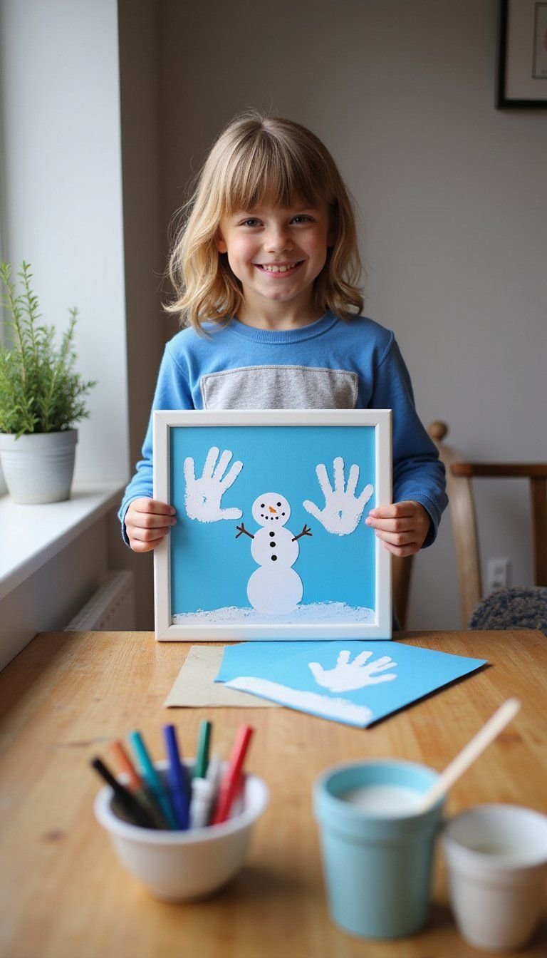 Handprint Snowman Art For Preschool Keepsakes