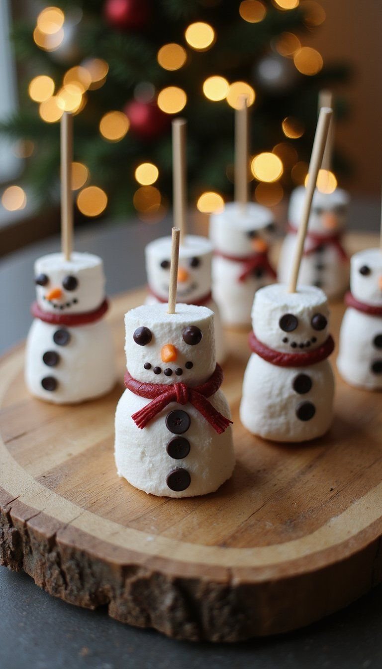 Marshmallow Snowmen Treats On Skewers Sweet