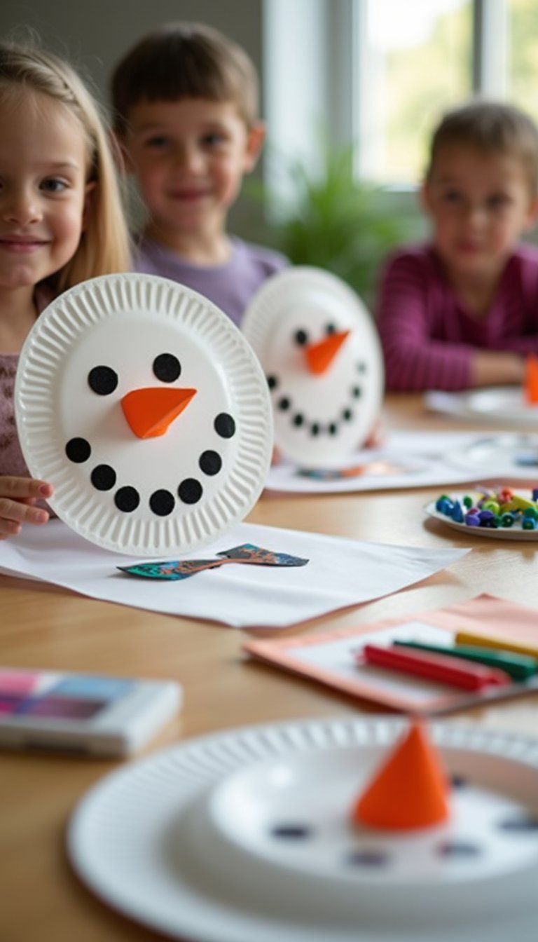 Paper Plate Snowman Masks For Little Faces