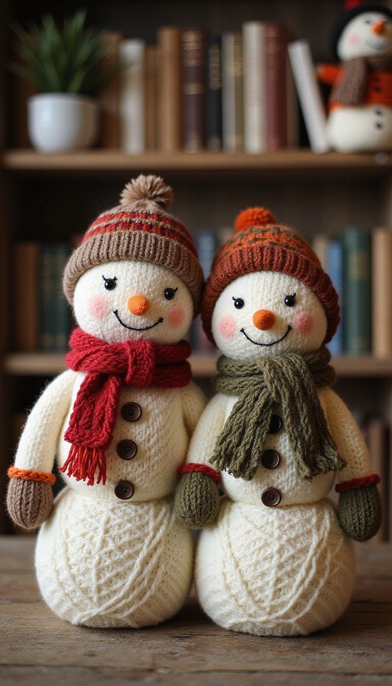 Yarn Wrapped Snowman Buddies Cozy Texture