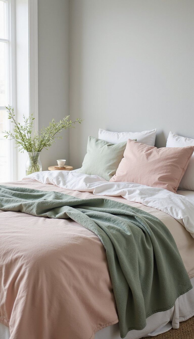 Lightweight Quilts In Blush And Sage