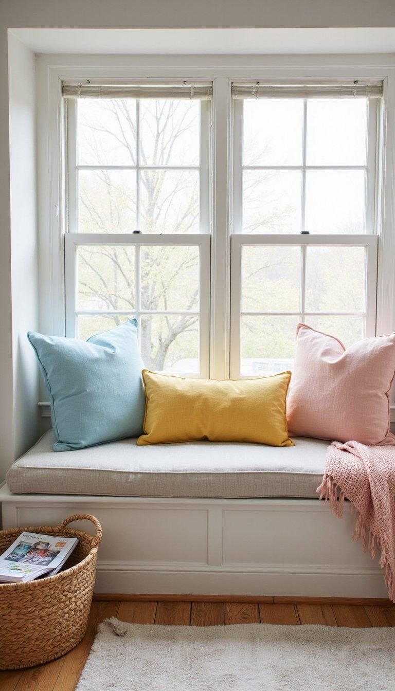 Window Seat Nook With Layered Cushions