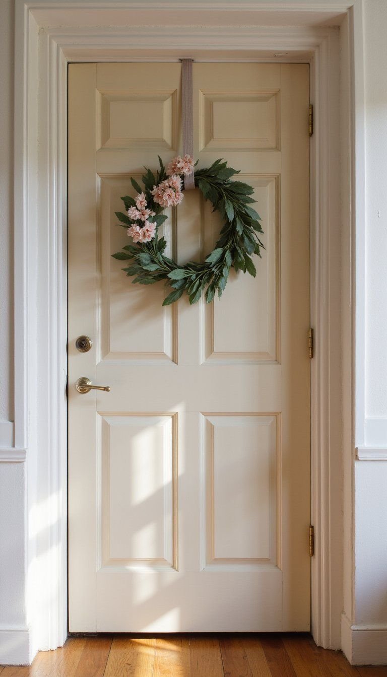Wreath Door Decor With Spring Greens