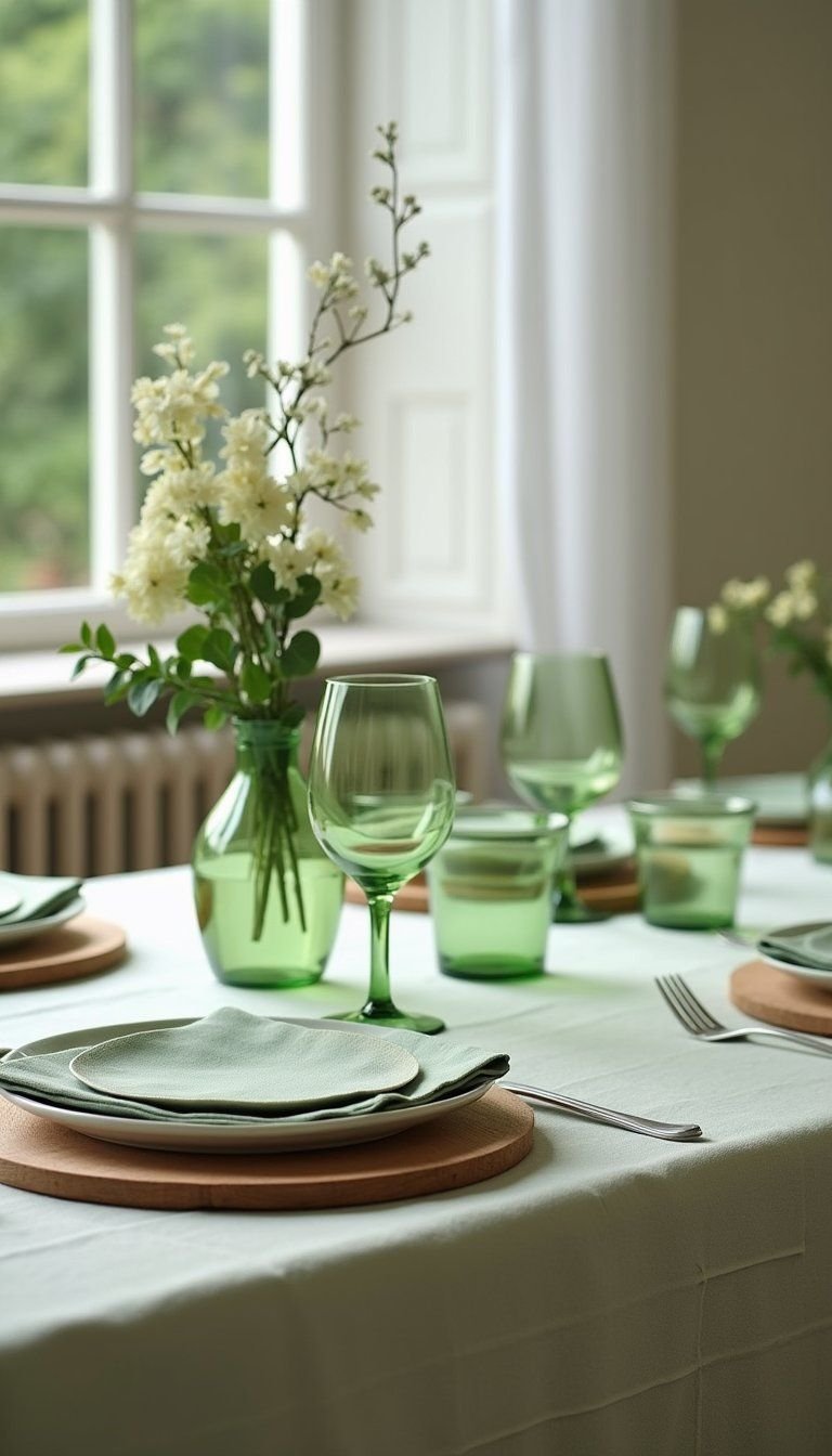 Monochrome Spring Table In Soft Greens
