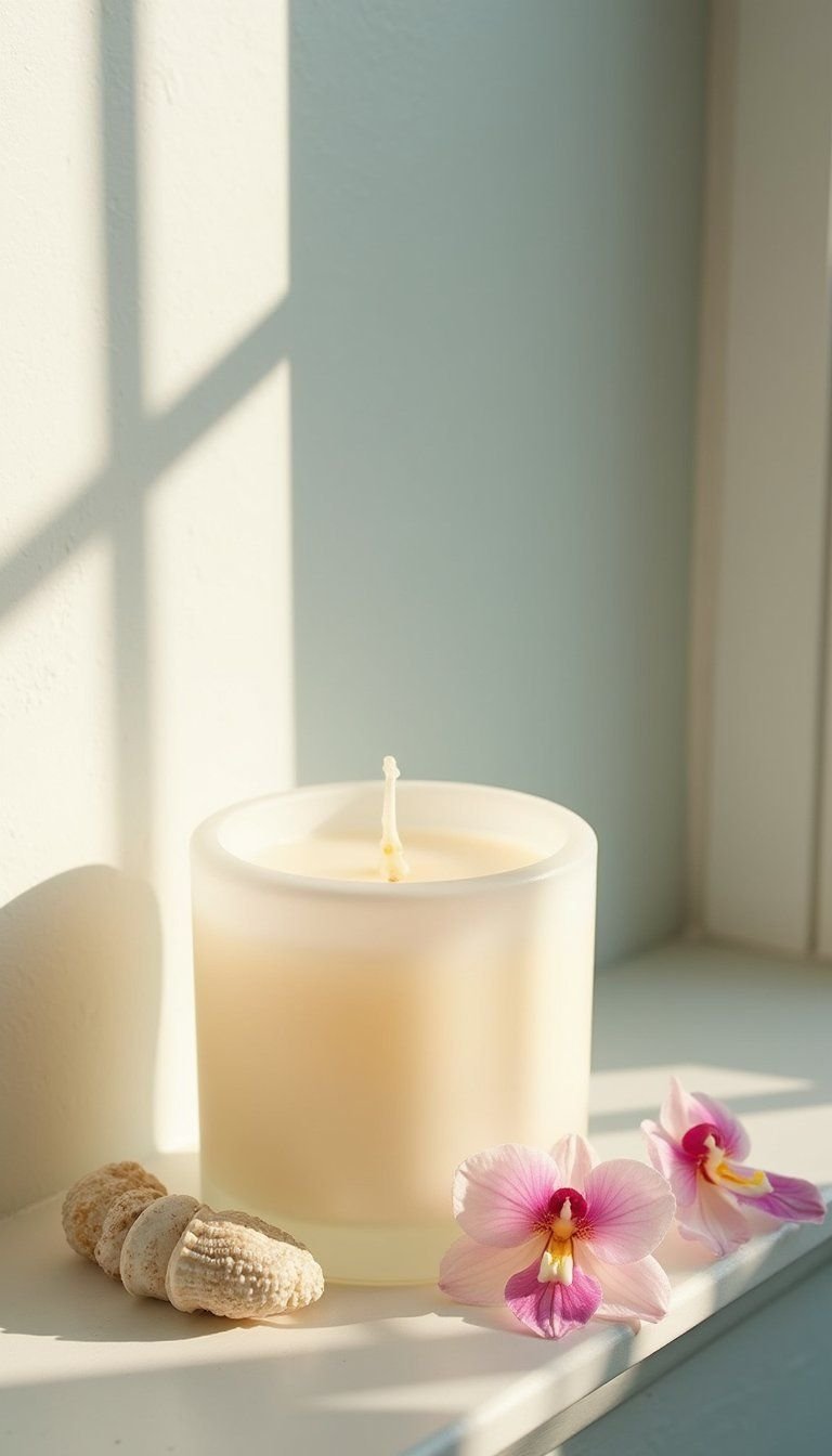 Sea Salt Orchid Coastal Candle For Windowsills