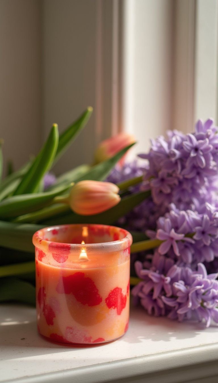 Tulip Hyacinth Bright Bouquet Candle For Celebrations