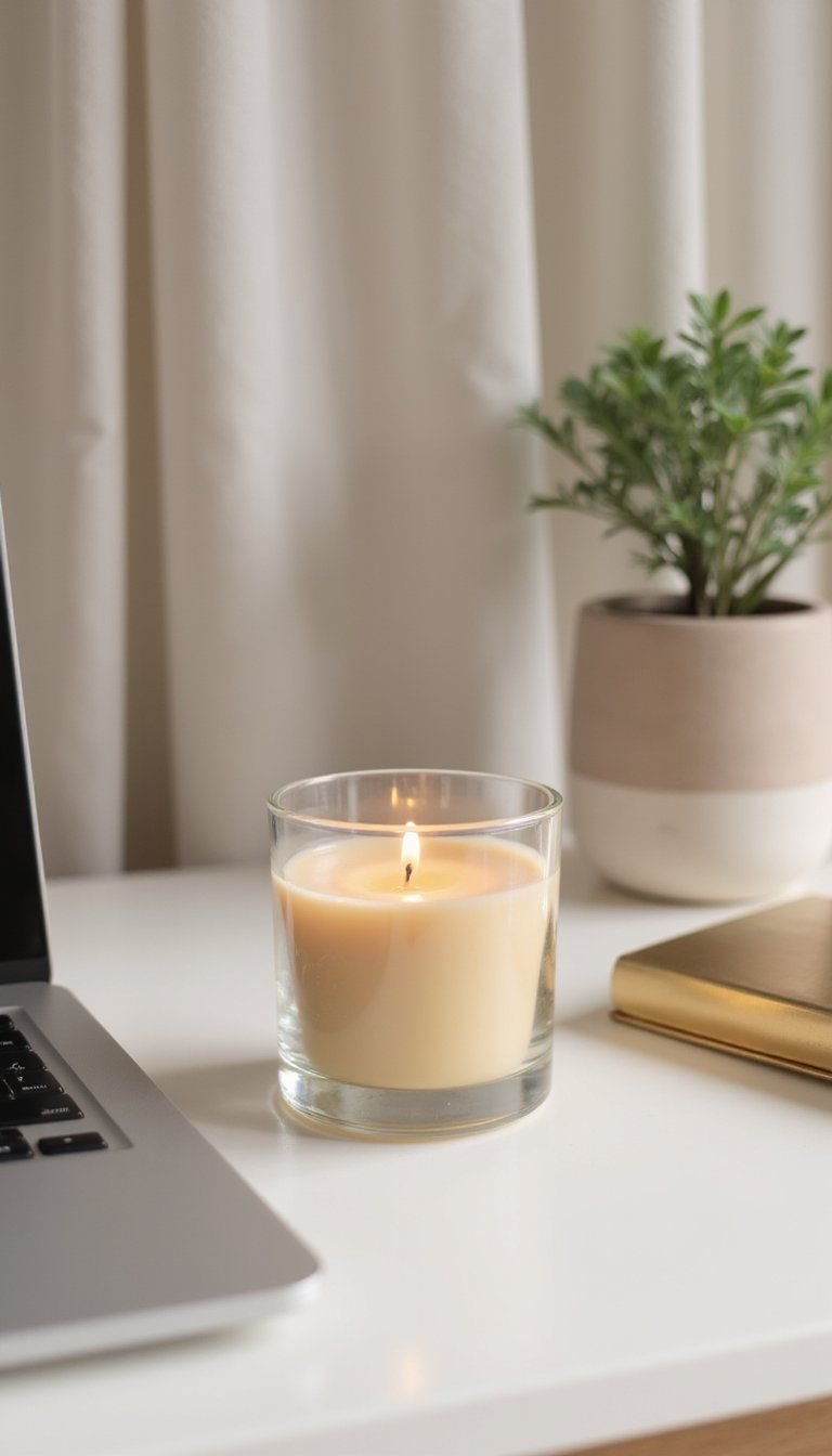 White Tea Ginger Subtle Candle For Work Desks