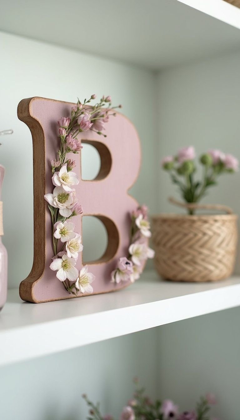 Botanical Monogram Letter With Pressed Flowers
