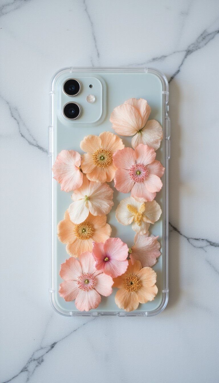 Floral Phone Case With Pressed Petal Design