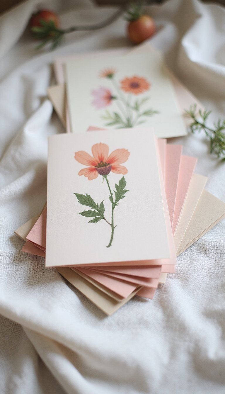 Handmade Pressed Petal Greeting Cards Set