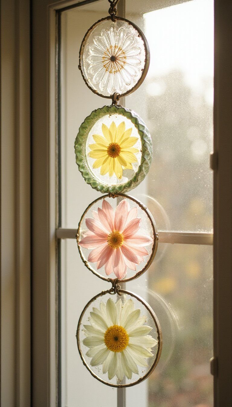 Layered Glass Sun Catchers With Pressed Blooms