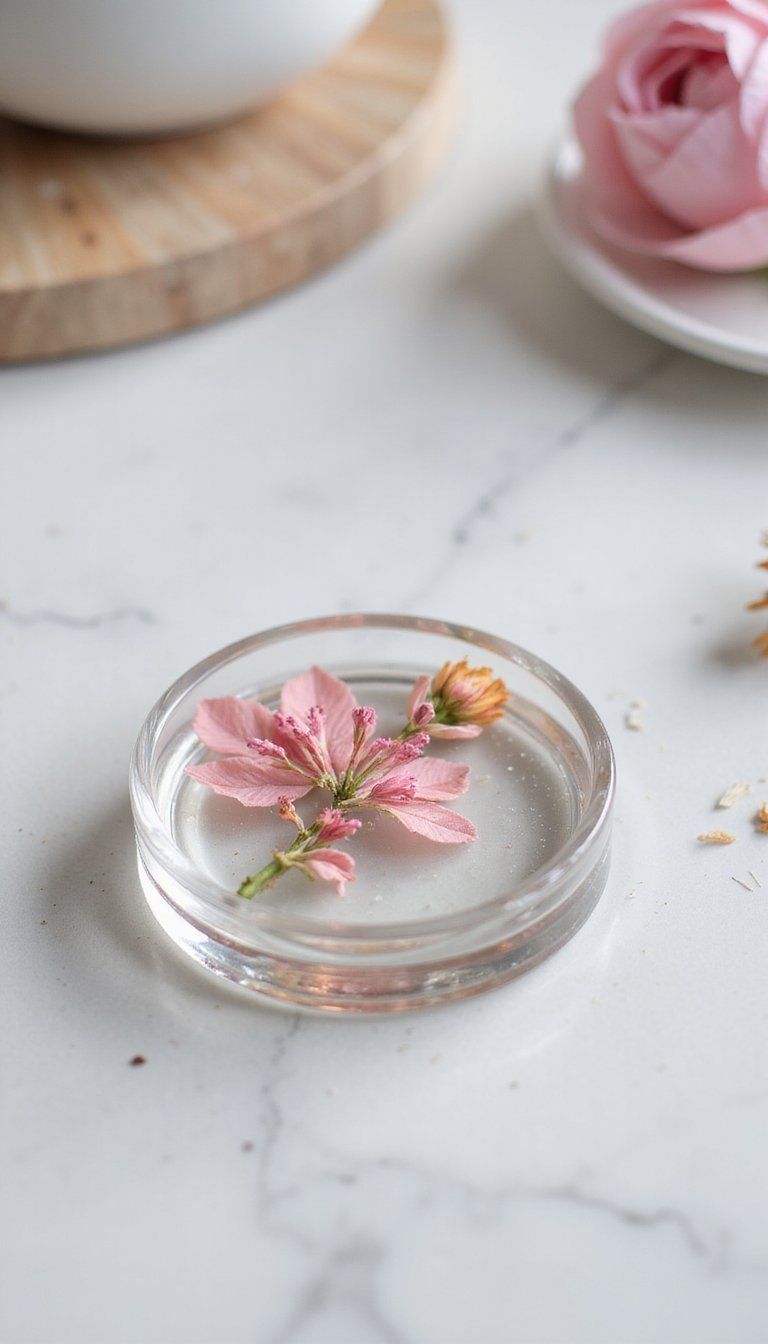Resin Coasters With Encased Pressed Spring Blooms