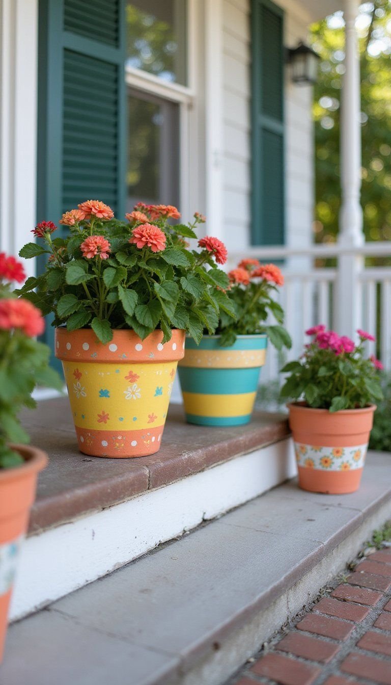 Hand-Painted Patterned Pots In Cheerful Palettes