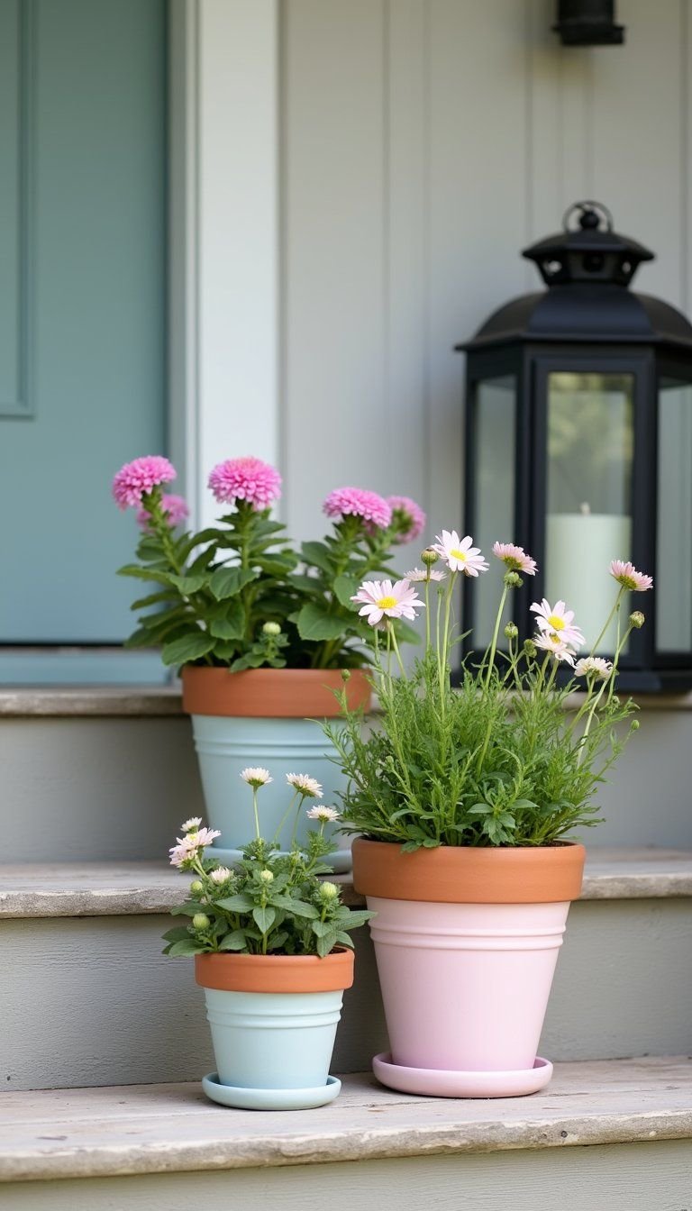 Pastel Terracotta Pot Grouping With Spring Blooms