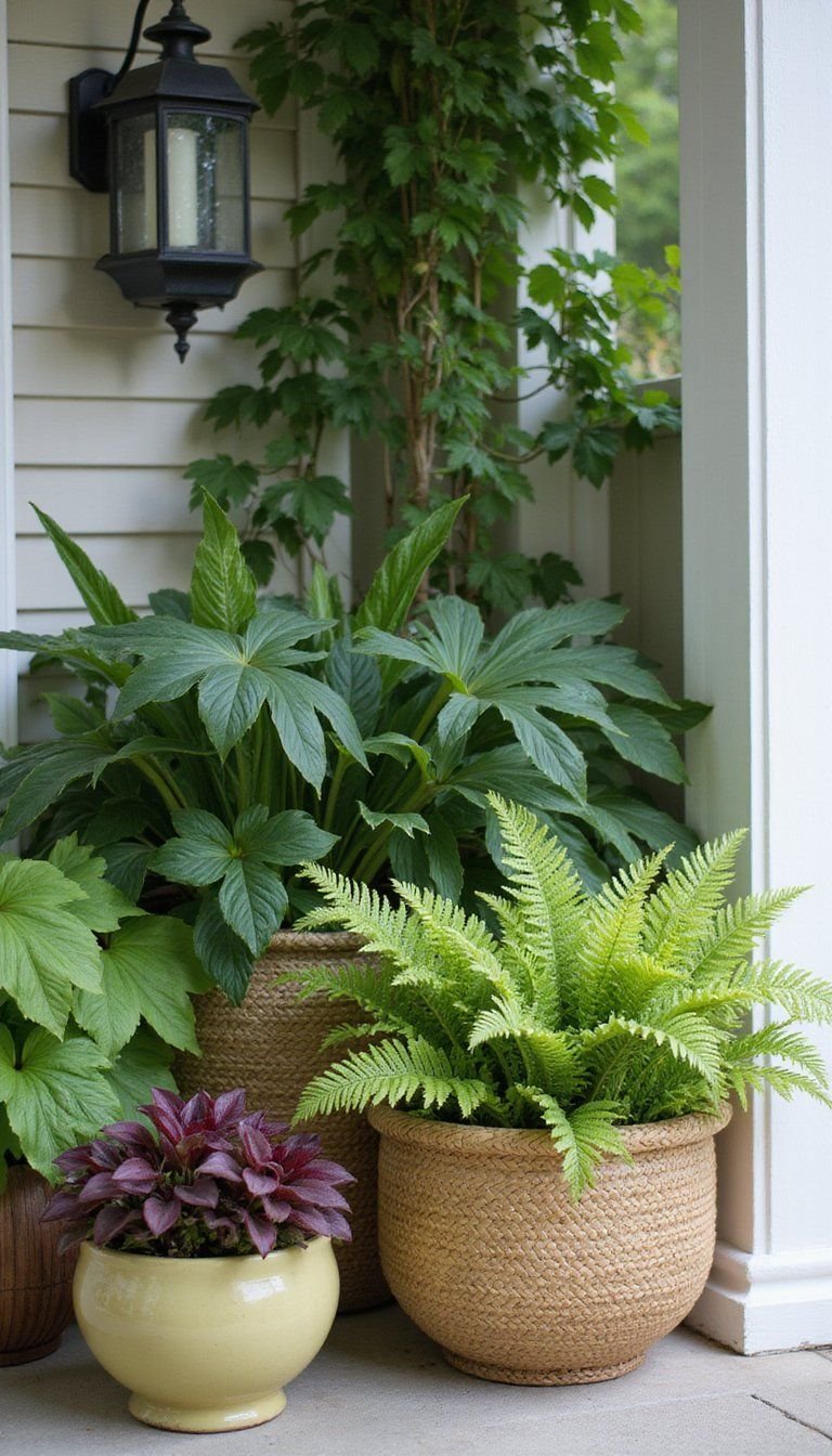 Shade-Loving Fern And Hosta Planter Grouping