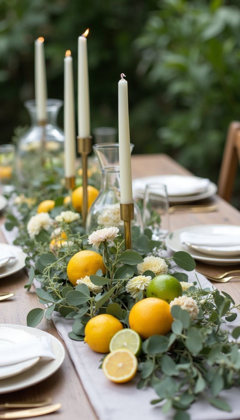 Citrus And Greenery Runner For Tables