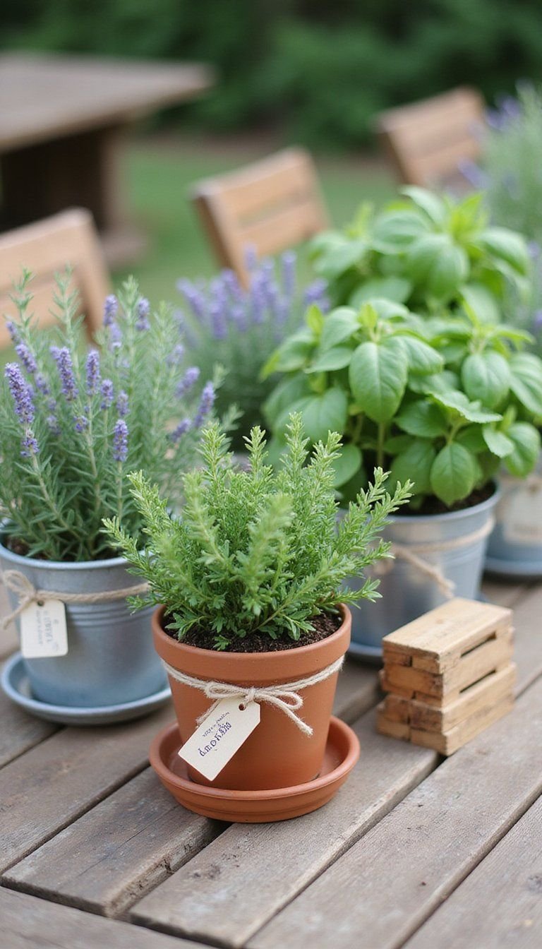 Potted Herb Centerpieces For Farmhouse Charm