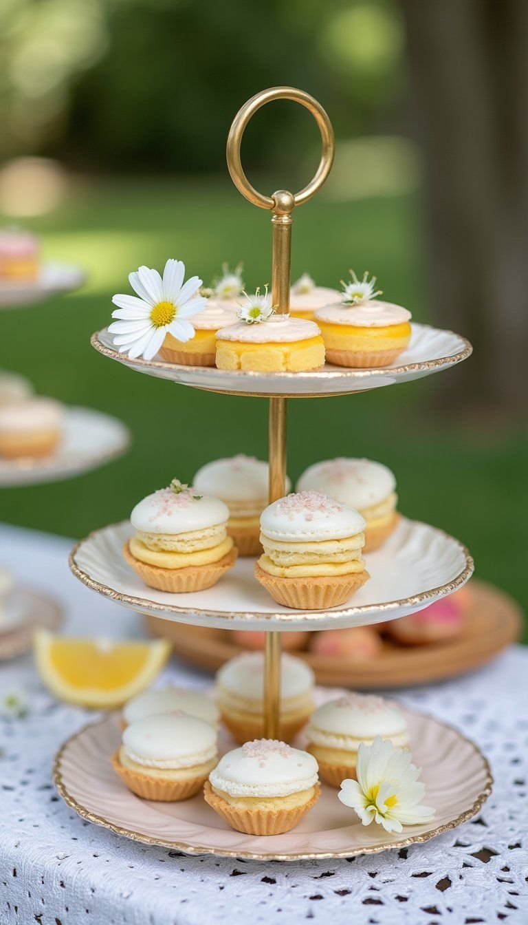 Tiered Dessert Stand With Spring Pastries
