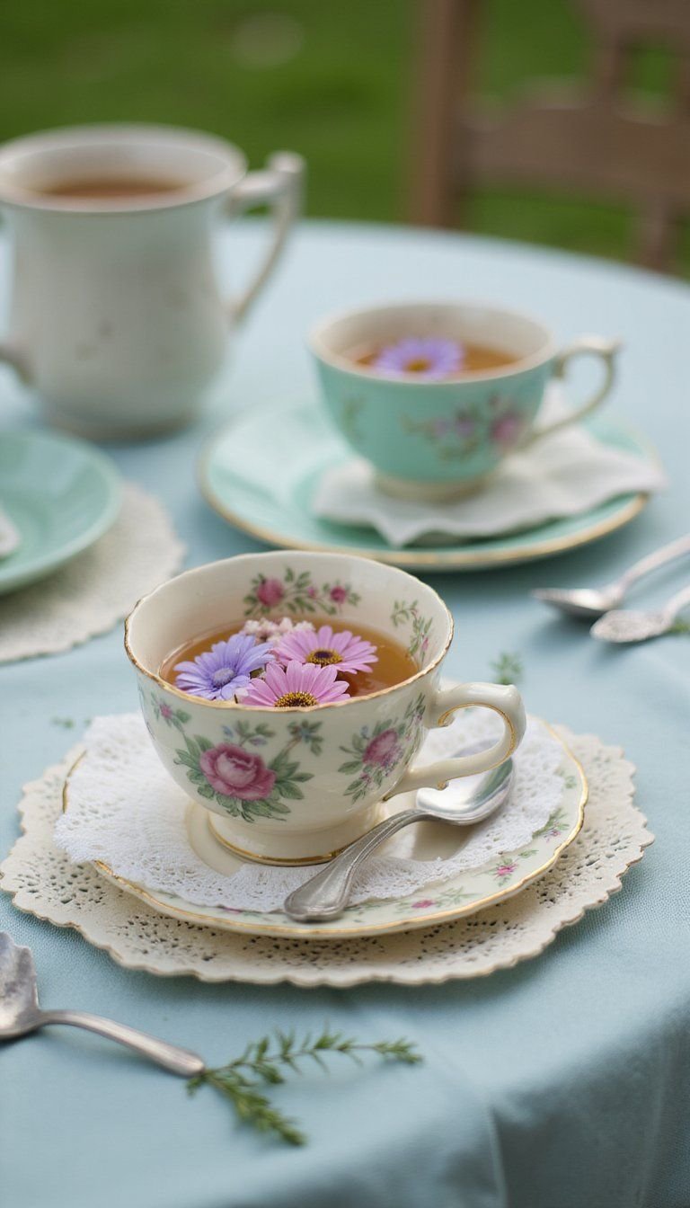 Vintage Teacup Place Settings And Saucers