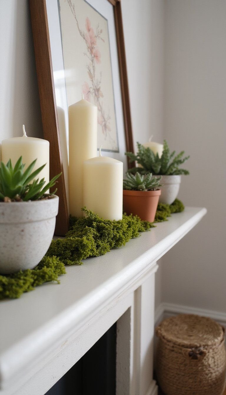 Moss Runner With Succulents And Candles