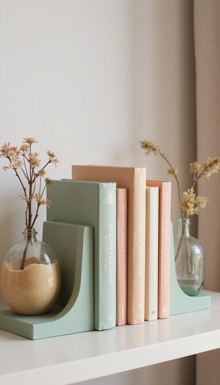 Spring Book Stack With Botanical Bookends
