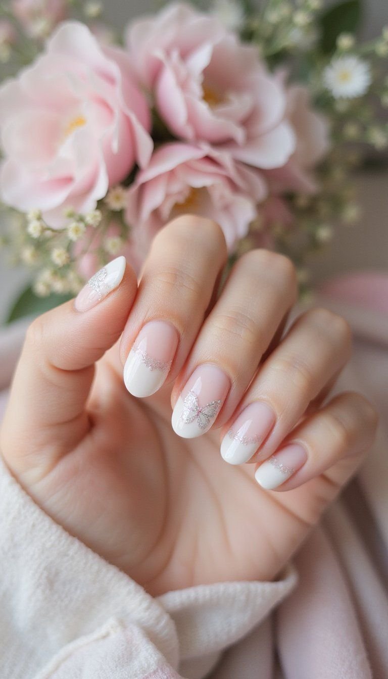 Butterfly Decal Accent With Sheer Milky Base