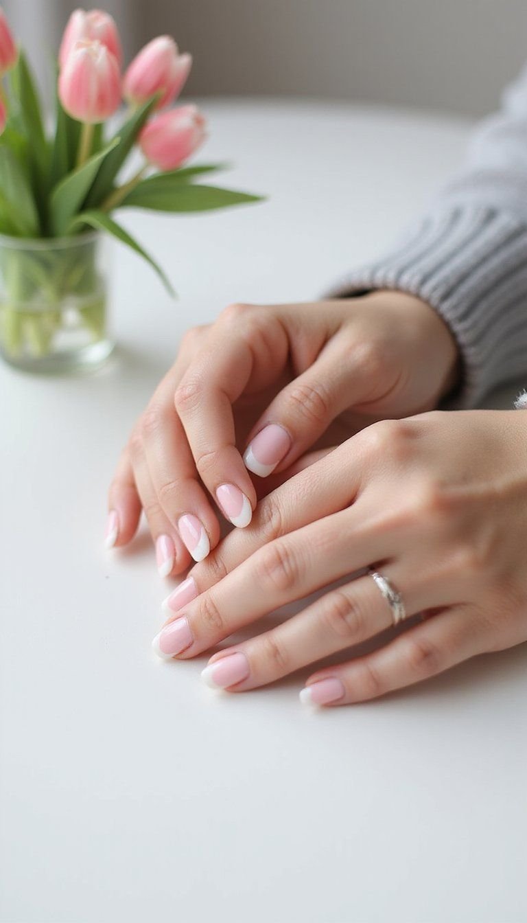 Negative Space Tulip Tip Manicure For Spring