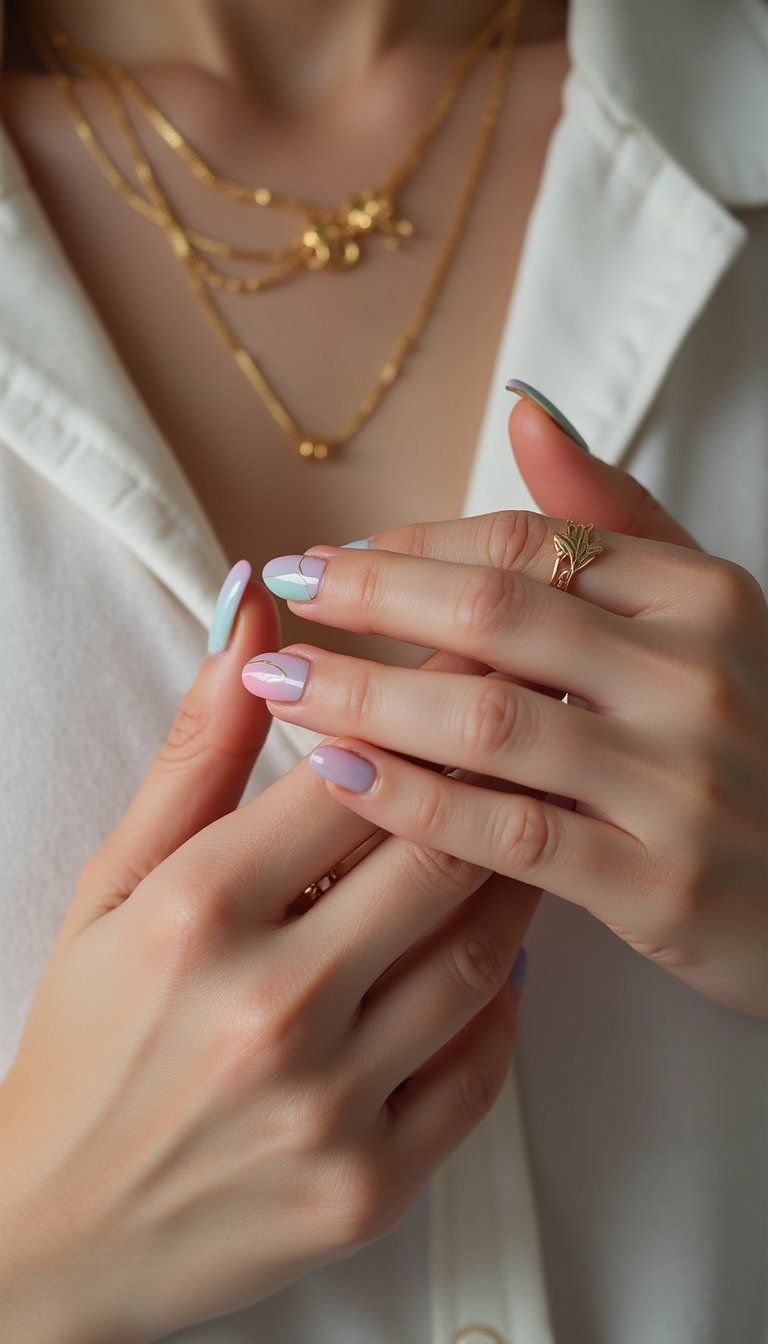 Pastel Geometric Lines With Metallic Accents
