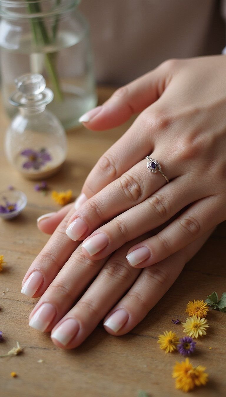 Pressed Flower Encapsulated Gel Manicure For Delicate Looks