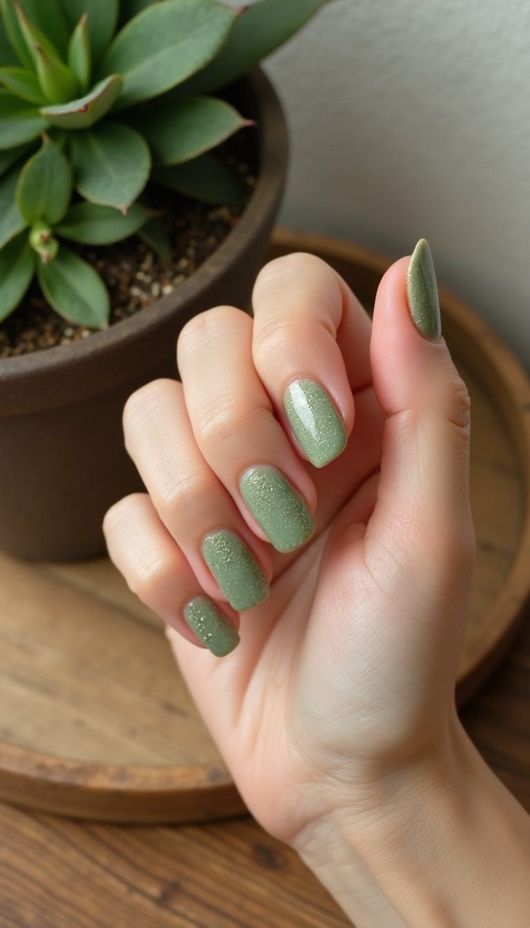 Seedling Dot Gradient Nails With Tiny Shimmers