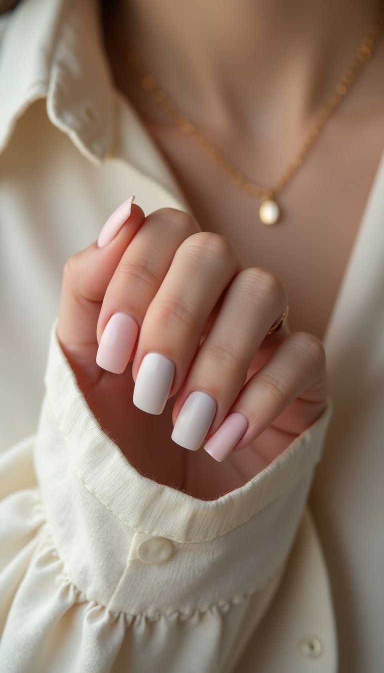 Textured Linen Finish Pastel Square Nails