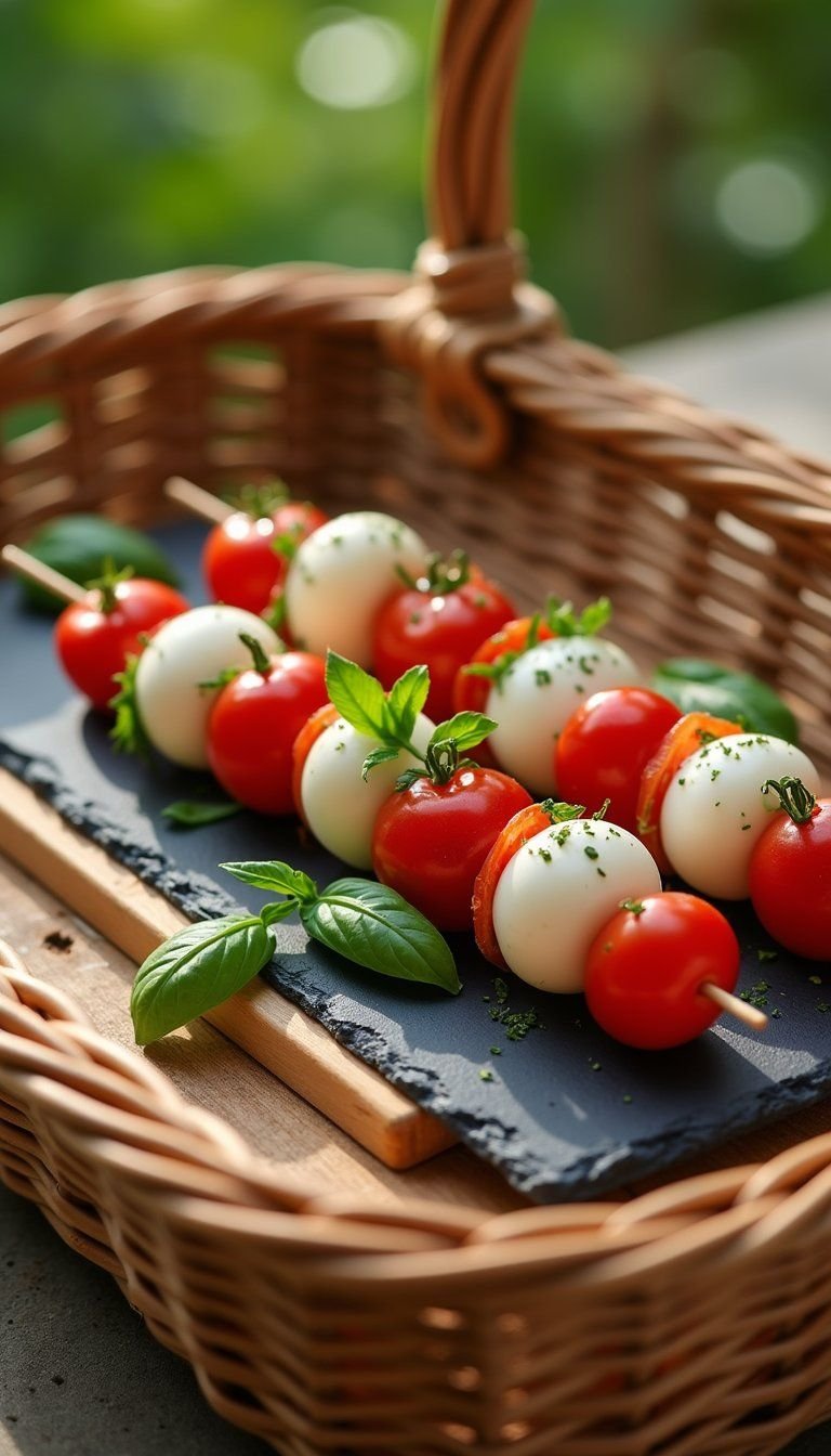 Caprese Skewers With Balsamic Drizzle For Picnics