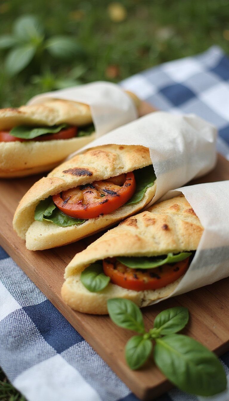 Grilled Vegetable And Pesto Focaccia Sandwiches