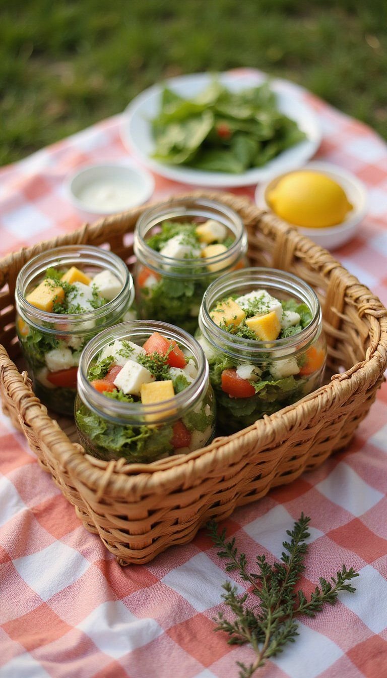 Lemon Herb Chicken Mason Jar Salads